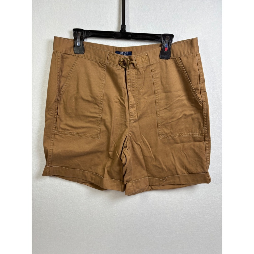 Chaps Womens 12 Khaki Shorts Cotton Utility Patch‎ Pocket Cuffed Tan Brown